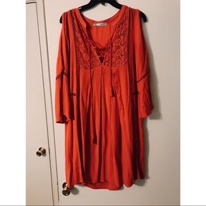 Maurices Midi lined Shift dress size M Dark Orange
